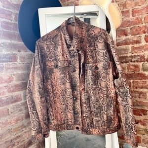 Free People Snake Print Jean Jacket
